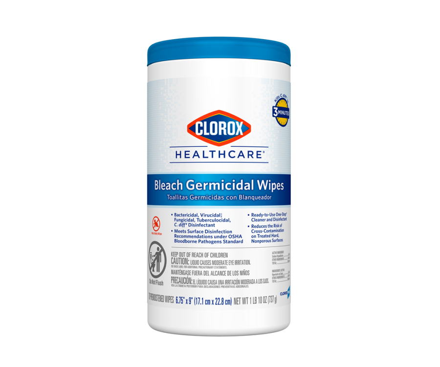 Clorox Healthcare® White Bleach Germicidal Wipes (6.75 in. x 9 in